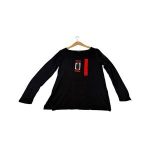 Mario Serrani Italy Womens Black Long Sleeve Crew Neck Knit Top Size M NWT